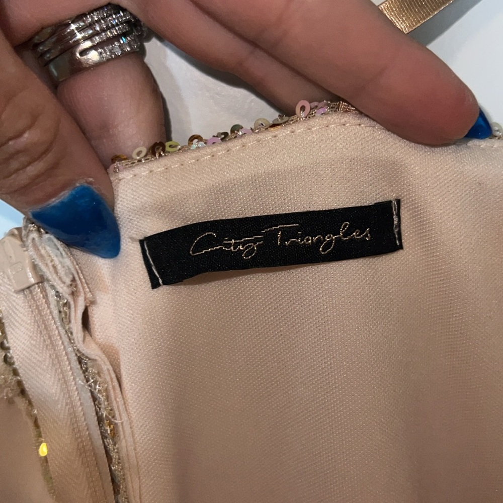 Nwot City Triangles Gold Sequin Dress - image 4